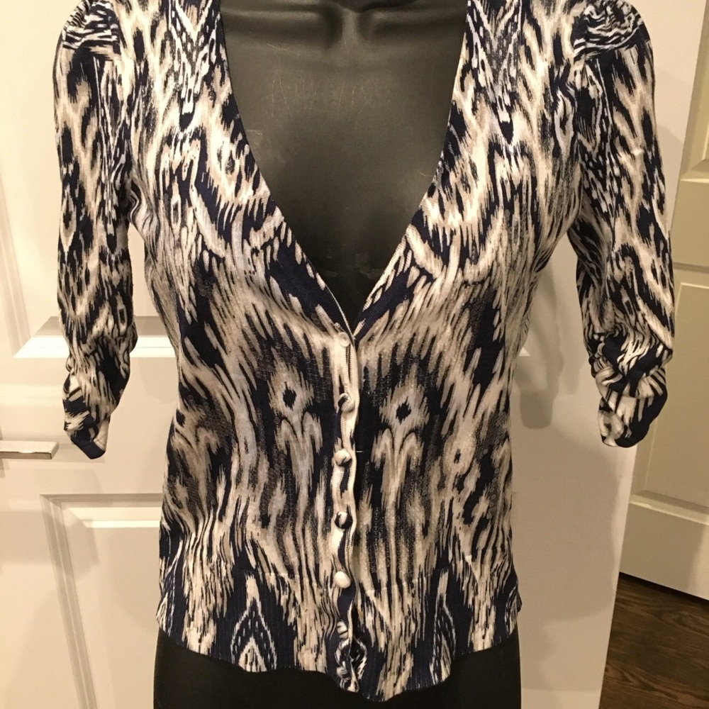 INC international concepts cardigan with clear sequence in the front,3/4 sleeve